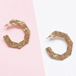 NWT Panacea Hammered Geometric Gold Hoop Earrings